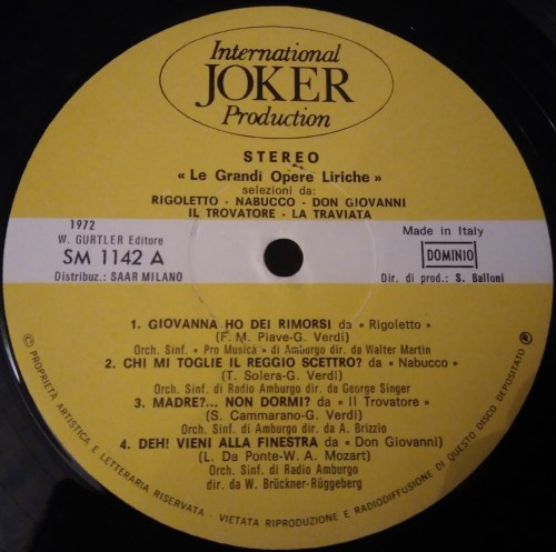 Various - Le Grandi Opere Liriche. Volume Primo. Selezioni Da: Rigoletto, Nabucco, Don Giovanni, Il Trovatore, La Traviata | International Joker Production (SM 1142) - 3