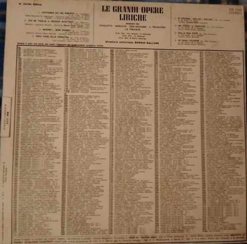 Various - Le Grandi Opere Liriche. Volume Primo. Selezioni Da: Rigoletto, Nabucco, Don Giovanni, Il Trovatore, La Traviata | International Joker Production (SM 1142) - 2