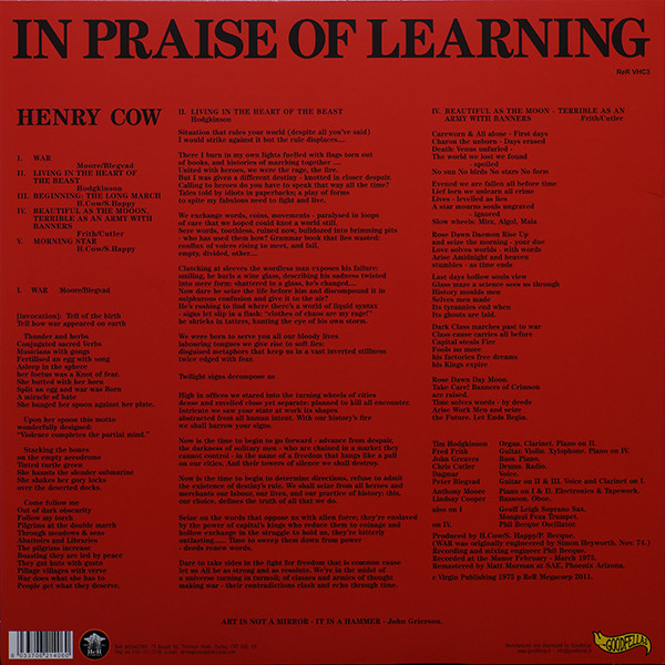 Henry Cow - In Praise Of Learning | ReR Megacorp (RER VHC3) - 2