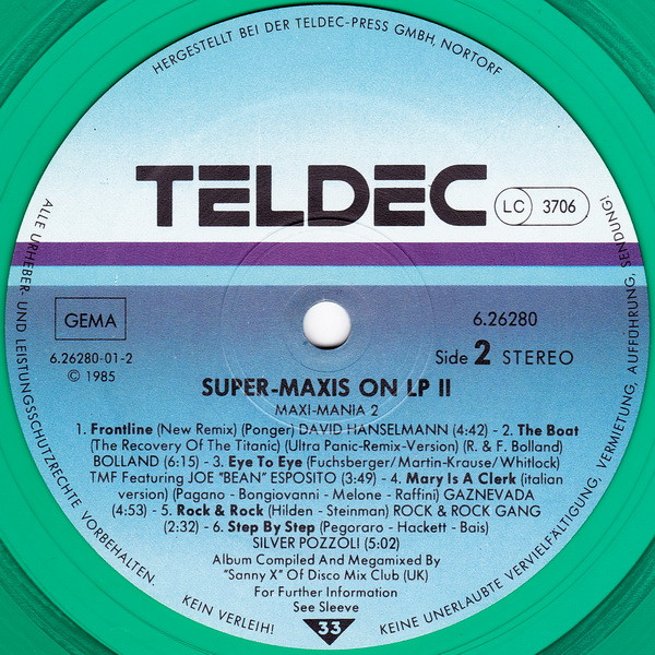 Various - Super Maxis On LP - Maxi-Mania II | TELDEC (6.26280 AP) - 3