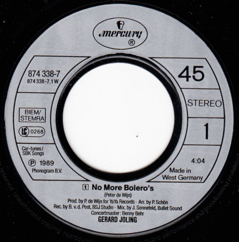 Gerard Joling - No More Bolero's | Mercury (874 338-7) - 3