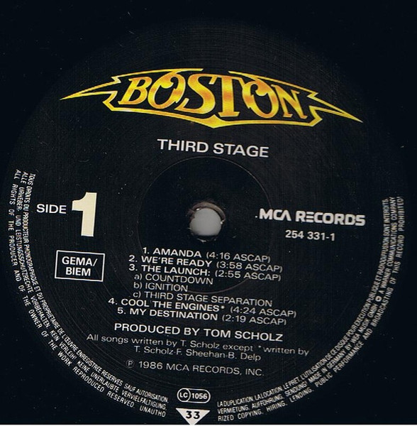 Boston - Third Stage | MCA Records (254 331-1) - 4 Boston - Third Stage | MCA Records (254 331-1) - 4