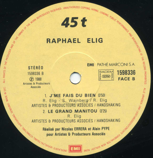 Raphaël Elig - J'Me Fais Du Bien | Pathé Marconi EMI (159833 6) - 3