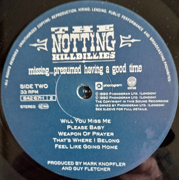 The Notting Hillbillies - Missing... Presumed Having A Good Time | Vertigo (842 671-1) - 4