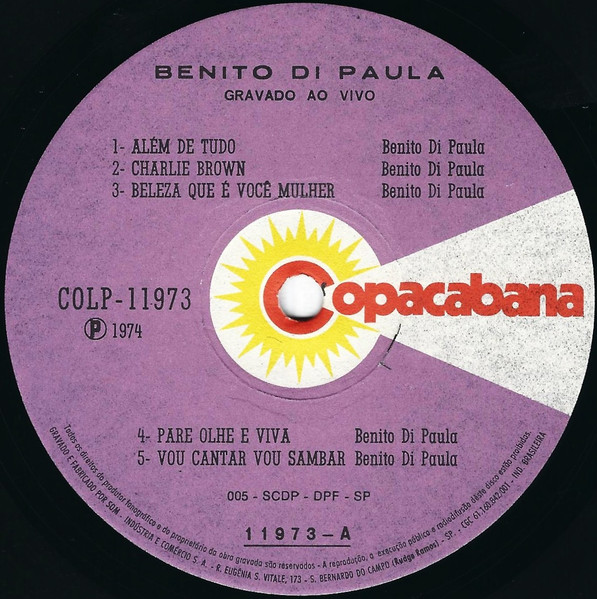 Benito Di Paula - Gravado Ao Vivo | Copacabana (COLP 11973) - 3 Benito Di Paula - Gravado Ao Vivo | Copacabana (COLP 11973) - 3