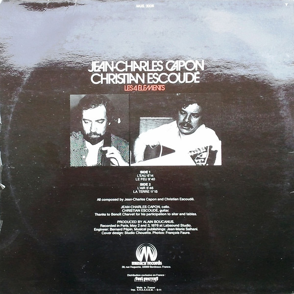 Jean-Charles Capon , Christian Escoudé - Les 4 Éléments | Musica Records (MUS 3006) - 2