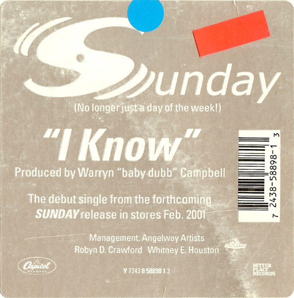Sunday - I Know | Capitol Records (Y 7243 8 58898 1 3) - 2 Sunday - I Know | Capitol Records (Y 7243 8 58898 1 3) - 2