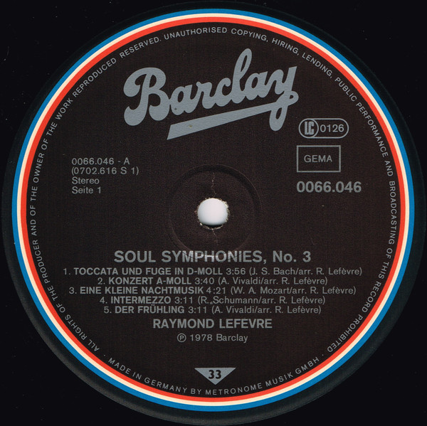 Raymond Lefèvre Et Son Grand Orchestre - Soul Symphonies, No. 3 | Barclay (0066.046) - 3
