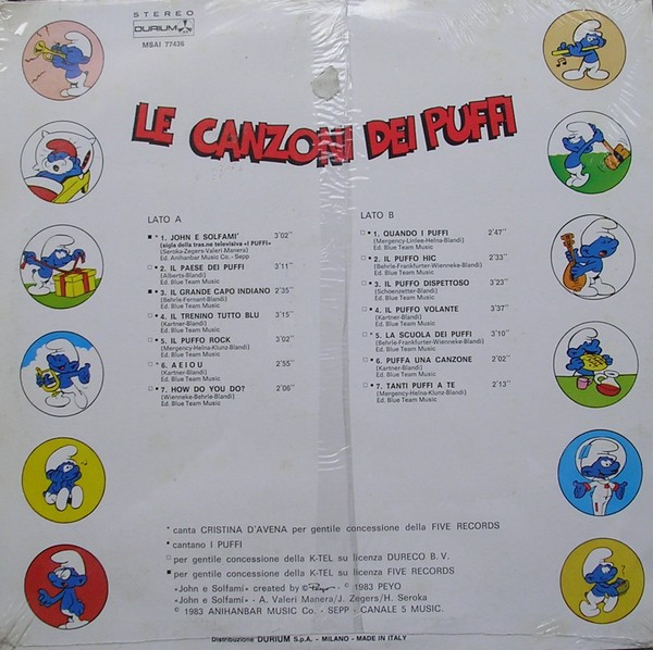 Various - Le Canzoni Dei Puffi | Durium (ms AI 77436) - 2 Various - Le Canzoni Dei Puffi | Durium (ms AI 77436) - 2