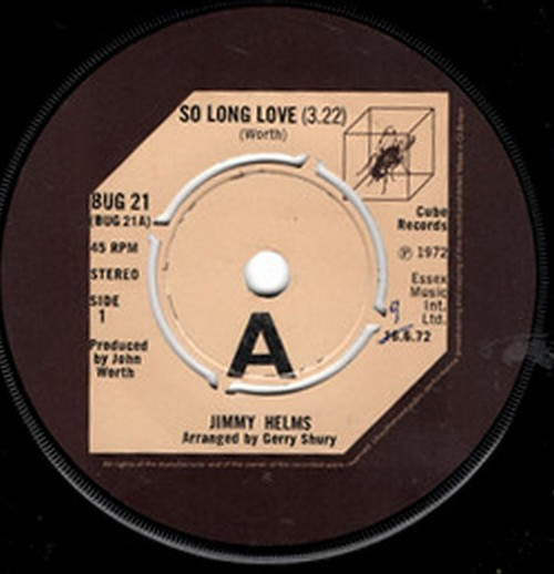 Jimmy Helms - So Long Love | Cube Records (BUG 21) - main