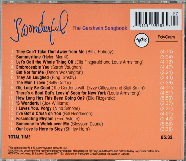 George & Ira Gershwin - The Gershwin Songbook - 'S Wonderful | Verve Records (314 513 928-2) - 2 George & Ira Gershwin - The Gershwin Songbook - 'S Wonderful | Verve Records (314 513 928-2) - 2