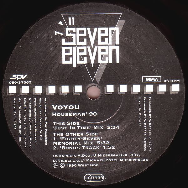 Voyou - Houseman '90 | Seven Eleven (SPV 050-37365) - 3
