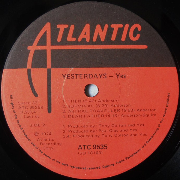 Yes - Yesterdays | Atlantic (ATC 9535) - 4 Yes - Yesterdays | Atlantic (ATC 9535) - 4