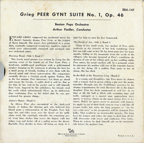 Edvard Grieg - Boston Pops Orchestra , Arthur Fiedler - Peer Gynt Suite No. 1 | RCA Victor Red Seal (ERA-147) - 2