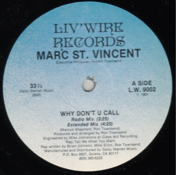 Marc St. Vincent - Why Don't U Call | Liv'Wire Records (L.W. 9002) - 2 Marc St. Vincent - Why Don't U Call | Liv'Wire Records (L.W. 9002) - 2