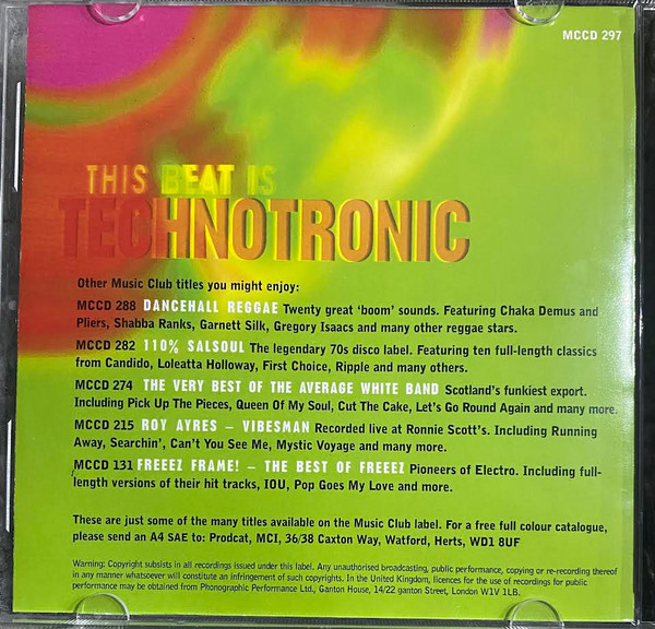 Technotronic - This Beat Is Technotronic (Hits & Mixes) | Music Club (MCCD 297) - 3 Technotronic - This Beat Is Technotronic (Hits & Mixes) | Music Club (MCCD 297) - 3