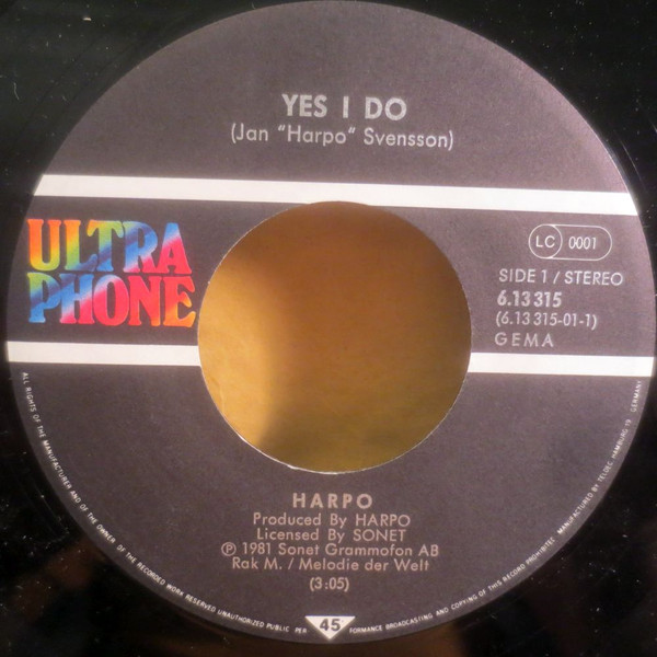 Harpo - Yes I Do | Ultraphone (6.13 315) - 3 Harpo - Yes I Do | Ultraphone (6.13 315) - 3