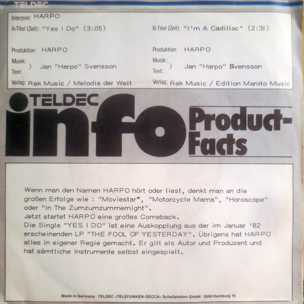 Harpo - Yes I Do | Ultraphone (6.13 315) - 2 Harpo - Yes I Do | Ultraphone (6.13 315) - 2