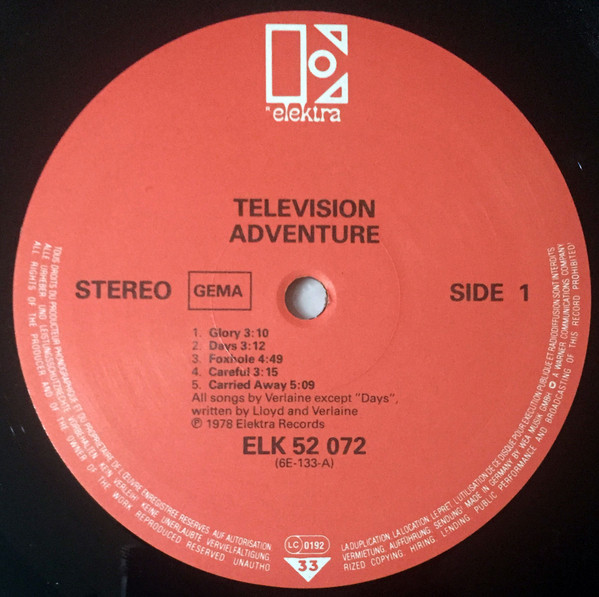 Television - Adventure | Elektra (ELK 52 072) - 3