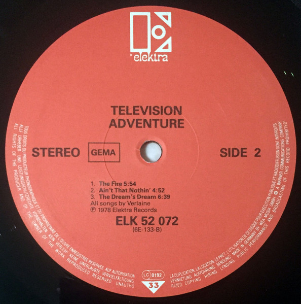 Television - Adventure | Elektra (ELK 52 072) - 4