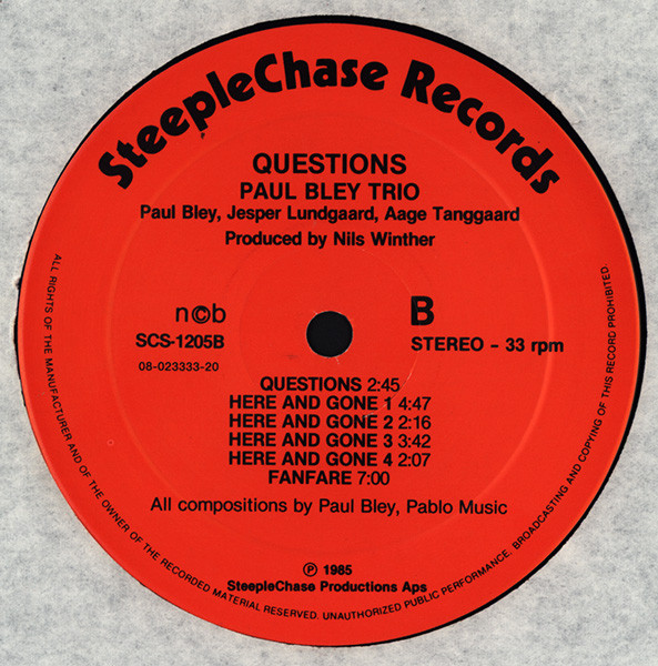 Paul Bley Trio - Questions | SteepleChase (SCS 1205) - main