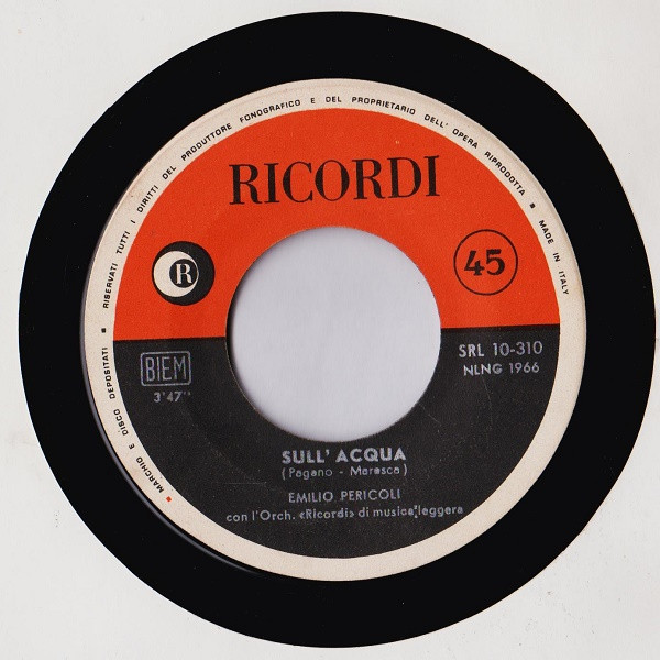 Emilio Pericoli - Uno Per Tutte / Sull'Acqua | Ricordi (SRL 10-310) - 4