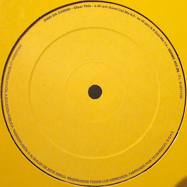 Dino Da Cassino - Clear This | Vendetta Records (VENMX 403) - main