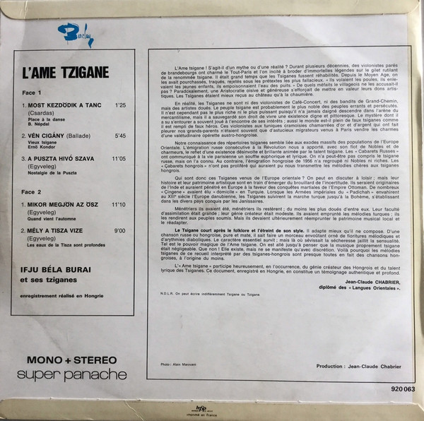 Ifju Béla Burai Et Ses Tziganes - L'Ame Tzigane | Barclay (920063) - 2