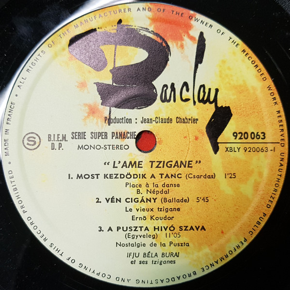 Ifju Béla Burai Et Ses Tziganes - L'Ame Tzigane | Barclay (920063) - 3