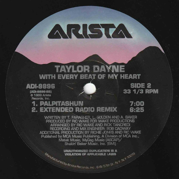 Taylor Dayne - With Every Beat Of My Heart | Arista (AD1-9896) - 2 Taylor Dayne - With Every Beat Of My Heart | Arista (AD1-9896) - 2