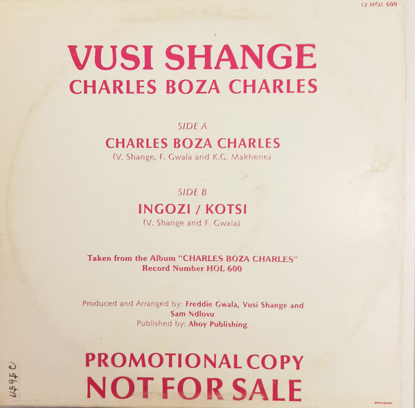 Vusi Shange - Charles Boza Charles / Ingozi / Kotsi | Hola (12HOL 600) - 2