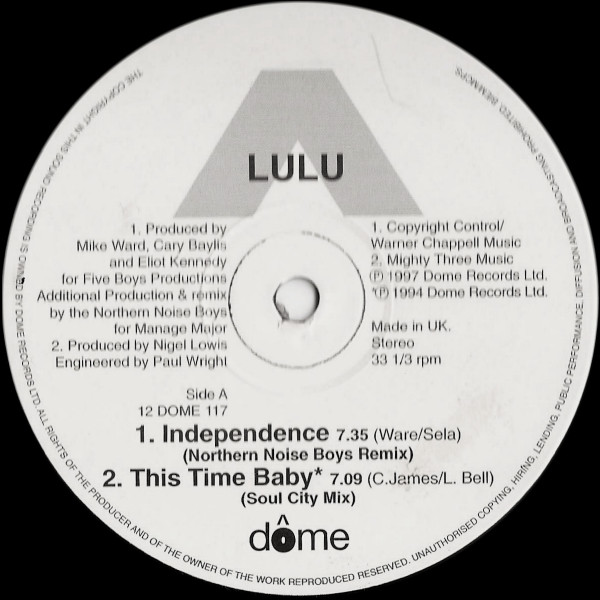 Lulu - Independence | Dome Records (12 DOME 117)
