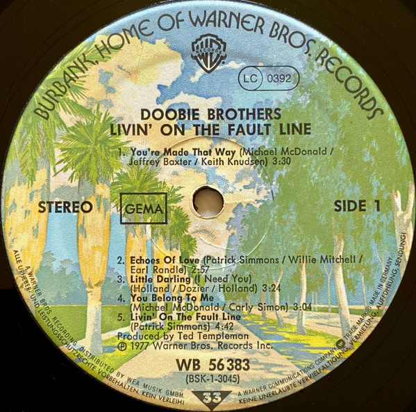 The Doobie Brothers - Livin' On The Fault Line | Warner Bros. Records (WB 56 383) - 3 The Doobie Brothers - Livin' On The Fault Line | Warner Bros. Records (WB 56 383) - 3