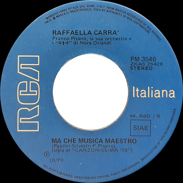 Raffaella Carrà - Ma Che Musica Maestro | RCA Italiana (PM 3546) - 3