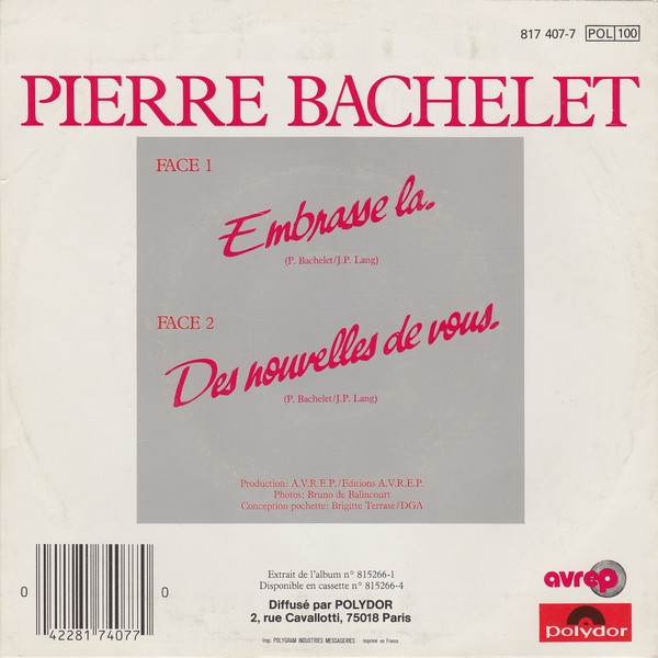 Pierre Bachelet - Embrasse La | Polydor (817 407-7) - 2