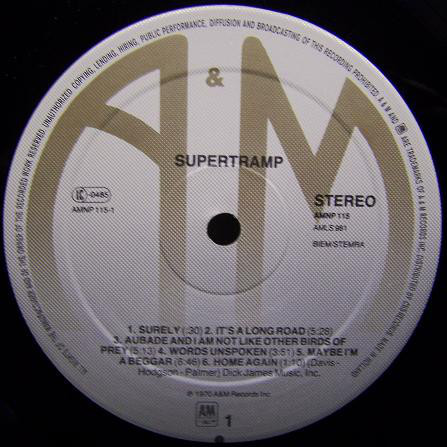 Supertramp - Supertramp | A&M Records (AMNP 115) - 3