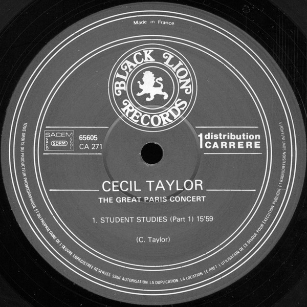 Cecil Taylor - The Great Paris Concert | Black Lion Records (65 605) - 2