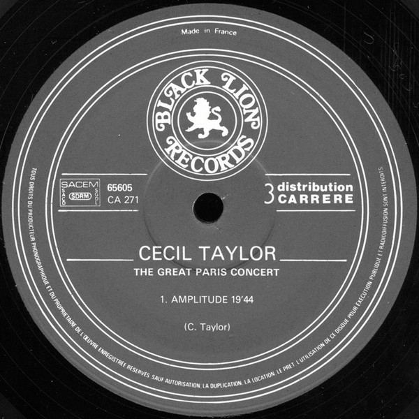 Cecil Taylor - The Great Paris Concert | Black Lion Records (65 605) - 4