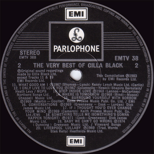 Cilla Black - The Very Best Of | Parlophone (EMTV 38) - 4 Cilla Black - The Very Best Of | Parlophone (EMTV 38) - 4