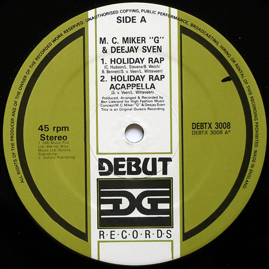 MC Miker G. & DJ Sven - Holiday Rap | Debut Edge Records (DEBTX 3008) - 3