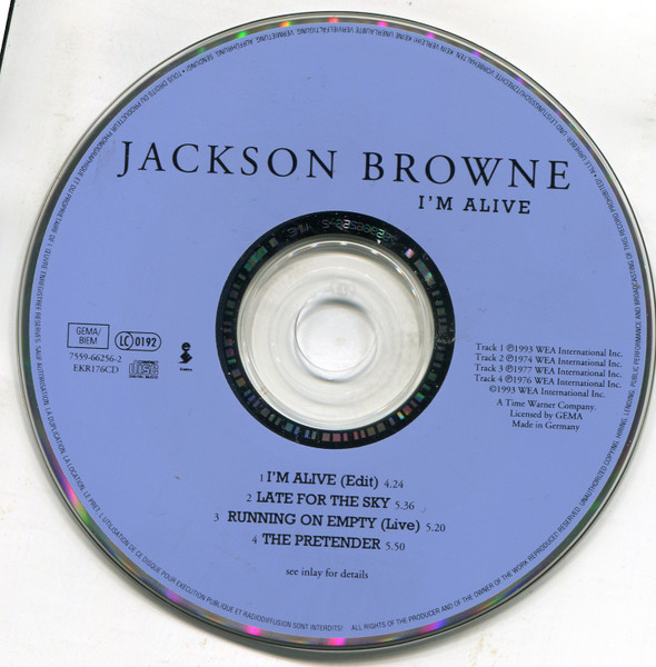 Jackson Browne - I'm Alive | Elektra (EKR176CD) - 3