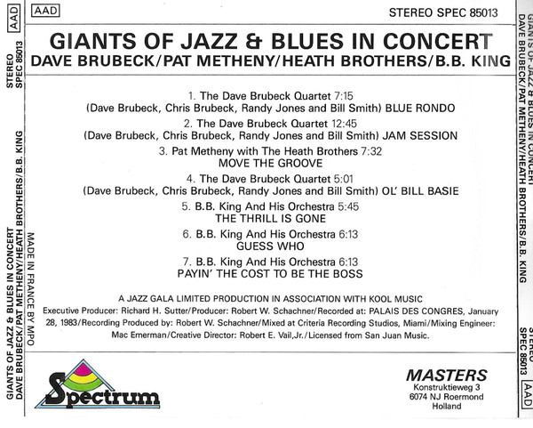 Various - Giants Of Jazz & Blues In Concert | Spectrum (SPEC 85013) - 2