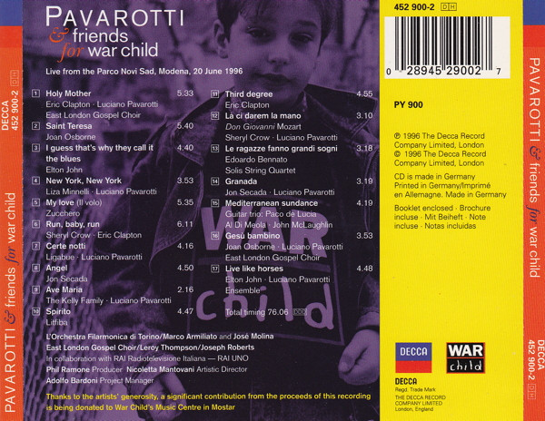 Pavarotti & Friends - Pavarotti & Friends (For War Child) | Decca (452 900-2) - 2 Pavarotti & Friends - Pavarotti & Friends (For War Child) | Decca (452 900-2) - 2