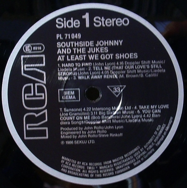 Southside Johnny & The Asbury Jukes - At Least We Got Shoes | RCA (PL71049) - 2 Southside Johnny & The Asbury Jukes - At Least We Got Shoes | RCA (PL71049) - 2