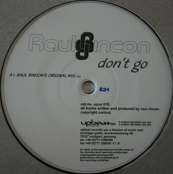 Raul Rincon Pres. The Glamour Lessons - Don't Go | Upbeat Records USA (UPUS 010) - 2 Raul Rincon Pres. The Glamour Lessons - Don't Go | Upbeat Records USA (UPUS 010) - 2