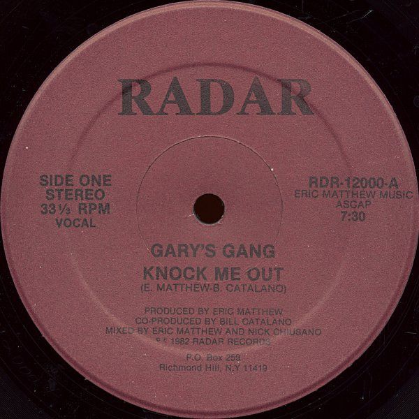 Gary's Gang - Knock Me Out | Radar Records (RDR-12000) - main