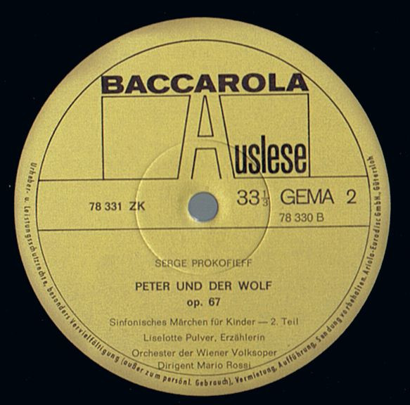 Sergei Prokofiev - Peter Und Der Wolf | Baccarola Auslese (78 331 ZK) - 4