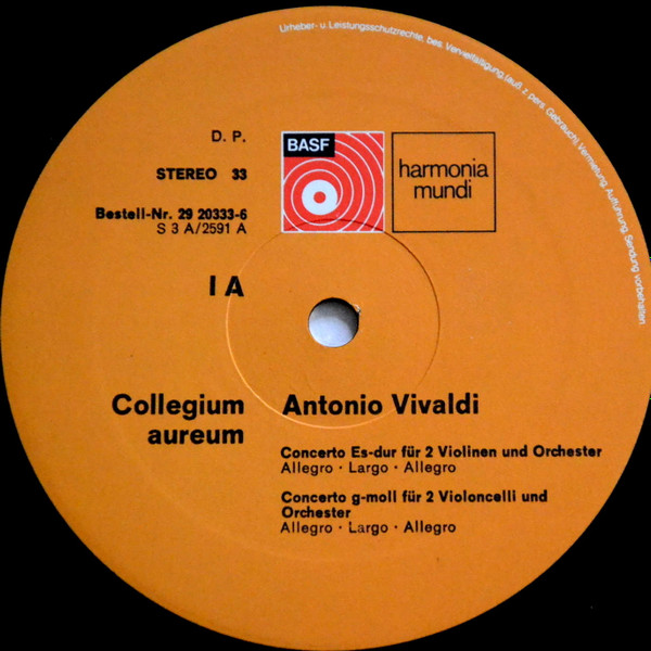 Antonio Vivaldi , Collegium Aureum - Venezianische Konzerte Und Sonaten Auf Originalinstrumenten | BASF (29 20333-6) - 3