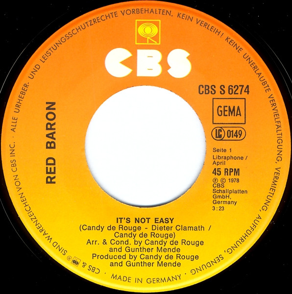Red Baron - It's Not Easy | CBS (CBS S 6274)