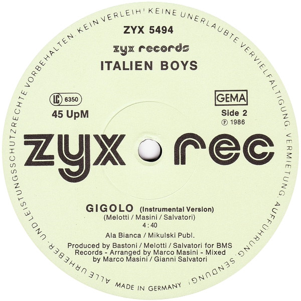 Italian Boys - Gigolo | ZYX Records (ZYX 5494) - 4